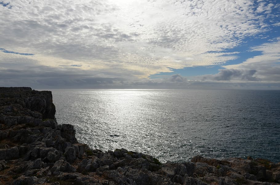 Sea, Clouds, Rays, Sun, Horizon, nature, water, tranquility HD wallpaper