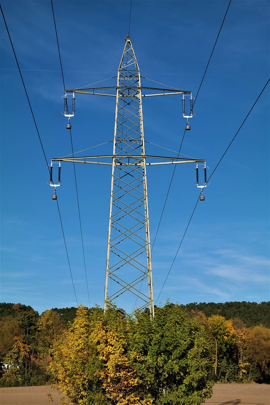 strommast, power line, electricity, high voltage, energy, power supply HD wallpaper