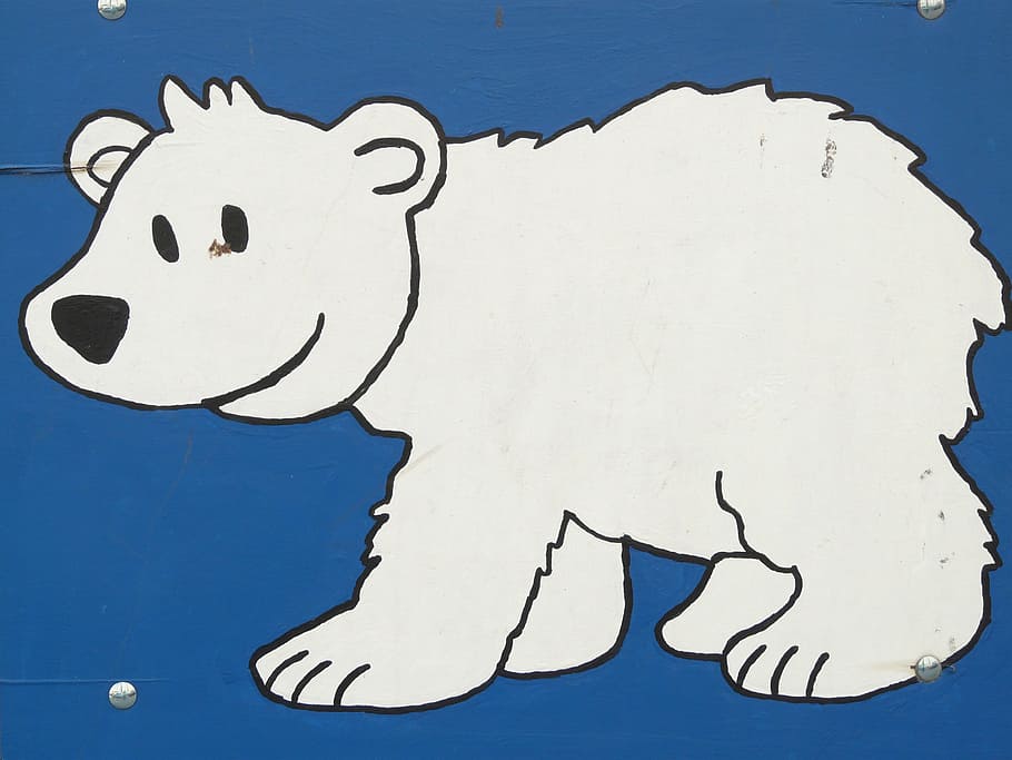 snow bear clipart, polar bear, comic, figure, image, paint, cartoon character, HD wallpaper