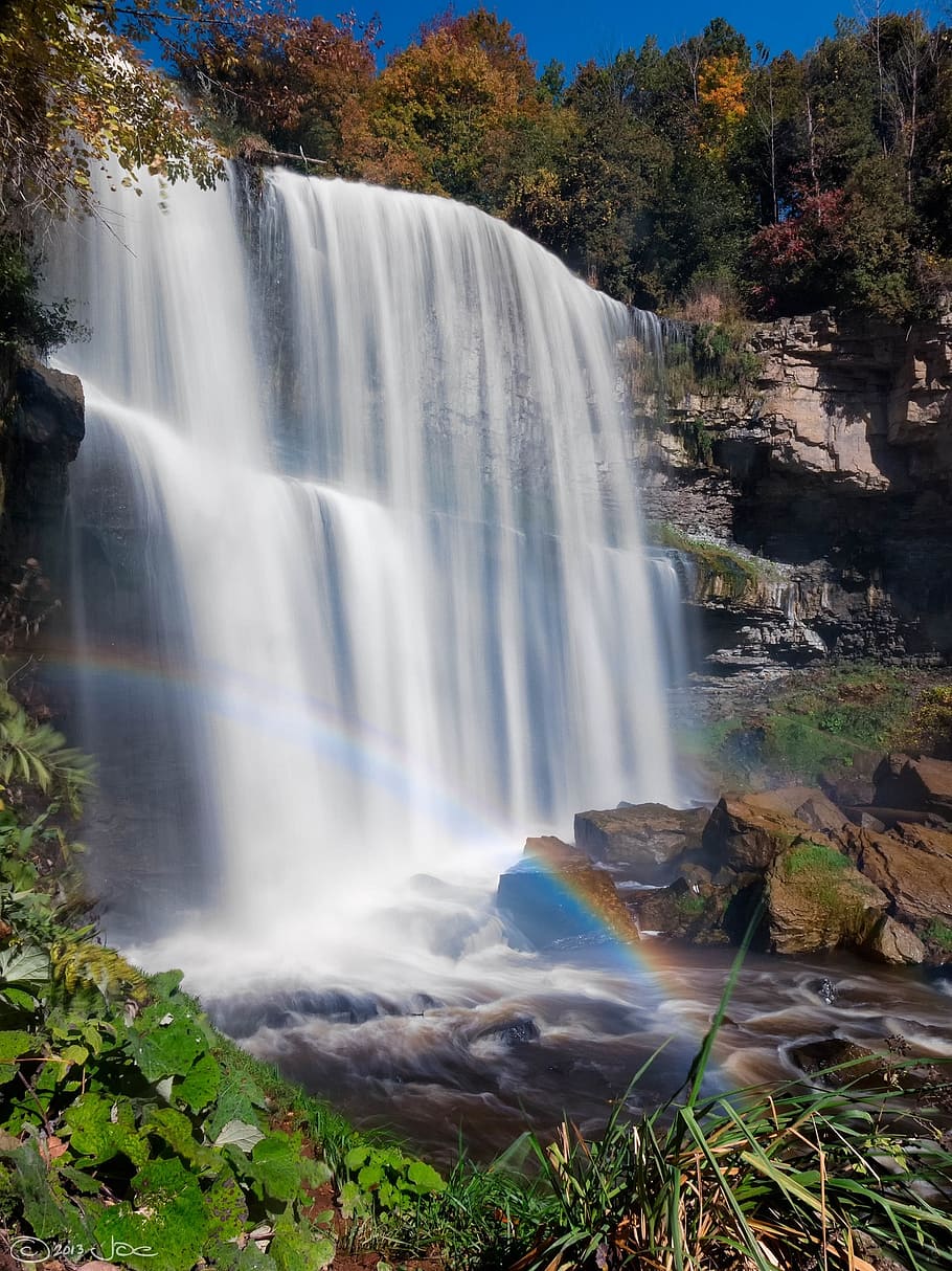 websters falls, waterfall, cascade, escarpment, rocks, stream HD wallpaper