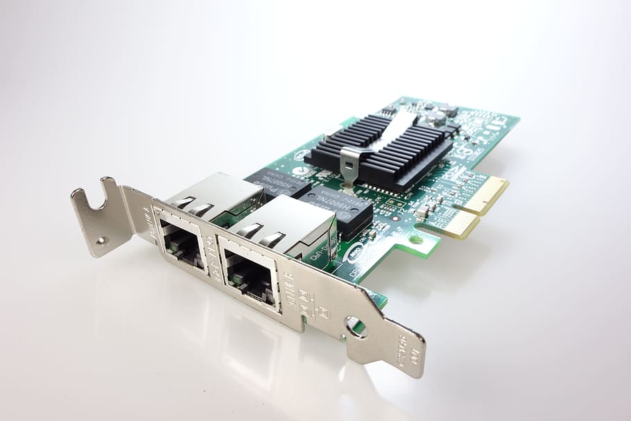 green circuit board, network card, map, pci, riser board, chip HD wallpaper