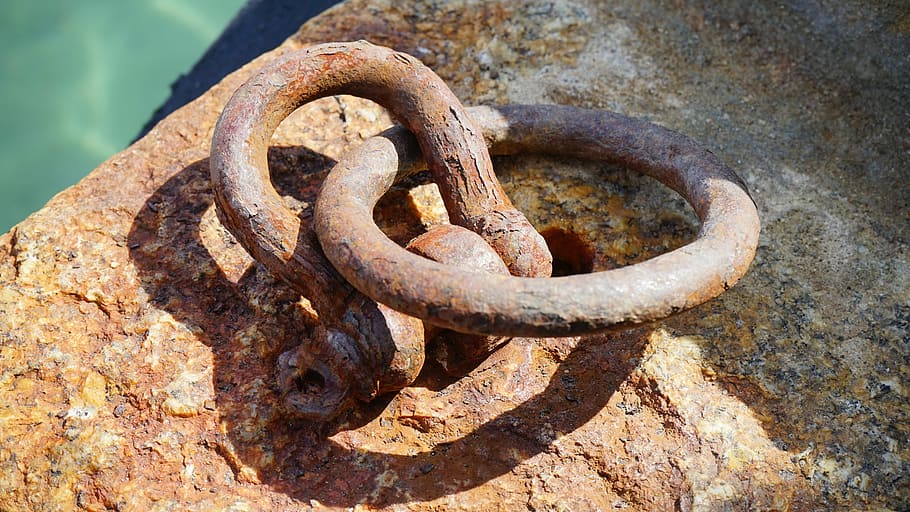 Ring, Metal, Old, Brown, rusty, weathered, vintage, chain, secure HD wallpaper