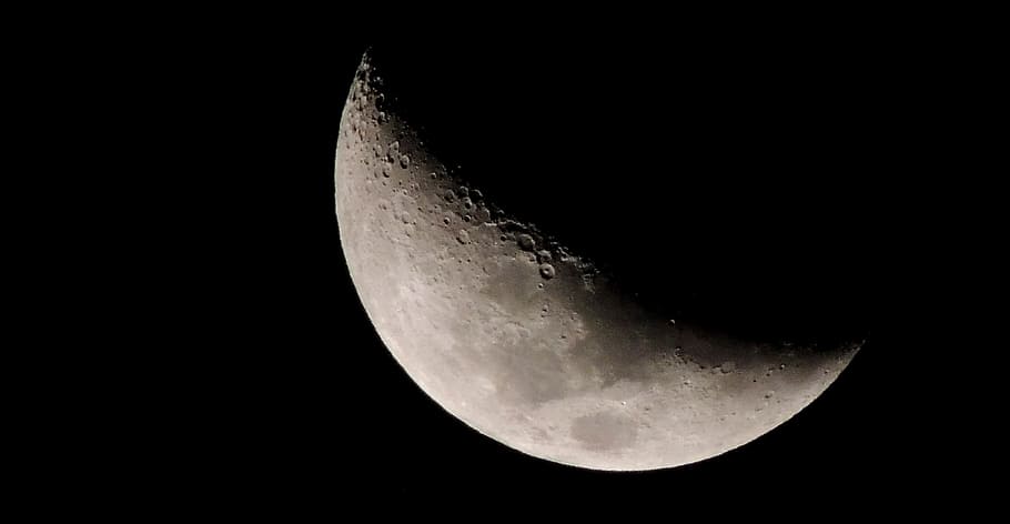 half moon, night, nocturne, space, astronomy, moon surface HD wallpaper