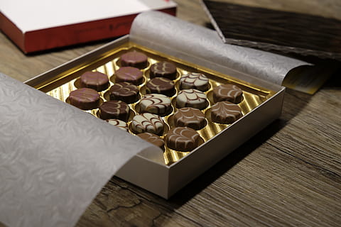 chocolate set on table, chocolates, candy, chocolate praline HD wallpaper