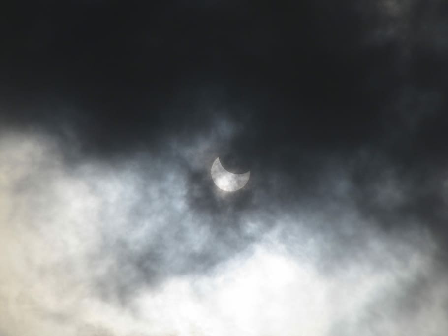 Moon, Eclipse, Phenomenon, Nature, Sky, sun, solar eclipse HD wallpaper