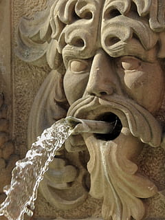 HD wallpaper: lion head, gargoyle, fountain, spit, water, figure, water ...