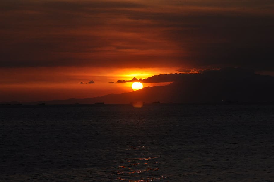 sun, sunset, beach, ocean, sea, water, sky, horizon, beach sunset HD wallpaper