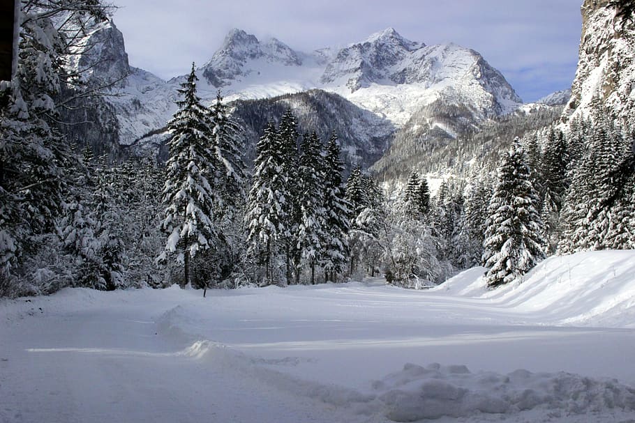 mountains, austria, snow, winter, hike, landscape, nature, alpine HD wallpaper