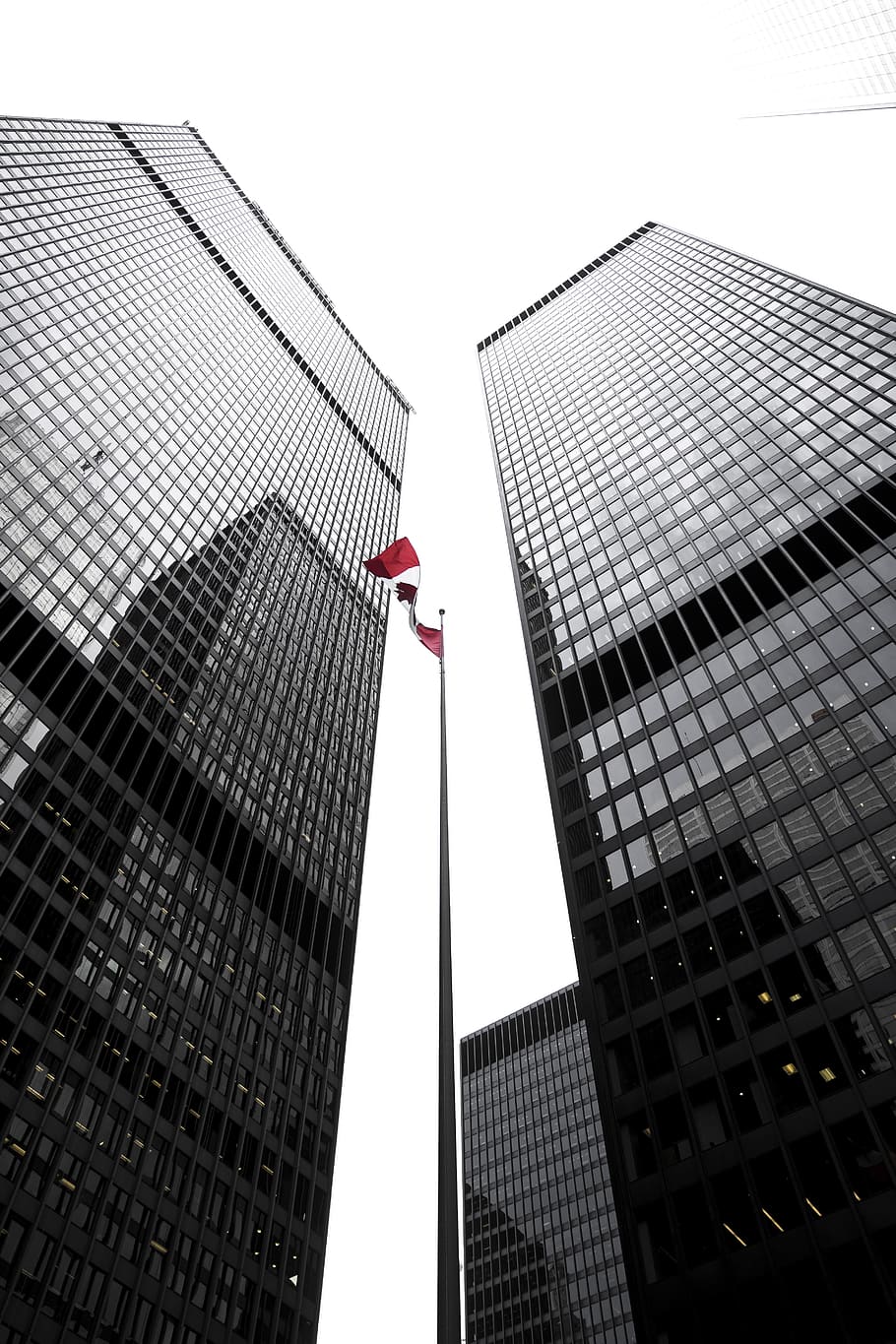 low angle photography of high rise towers, Canada flag, OH CANADA HD wallpaper