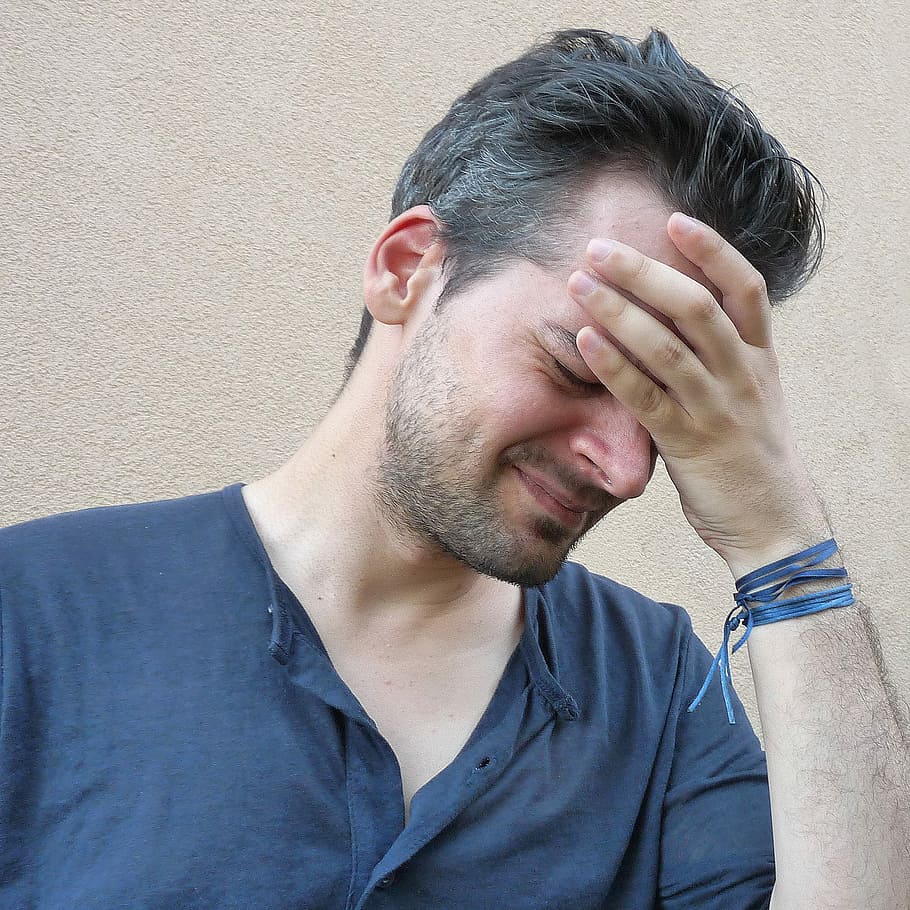 man holding his forehead, Headache, Image, Stress, stressed man HD wallpaper