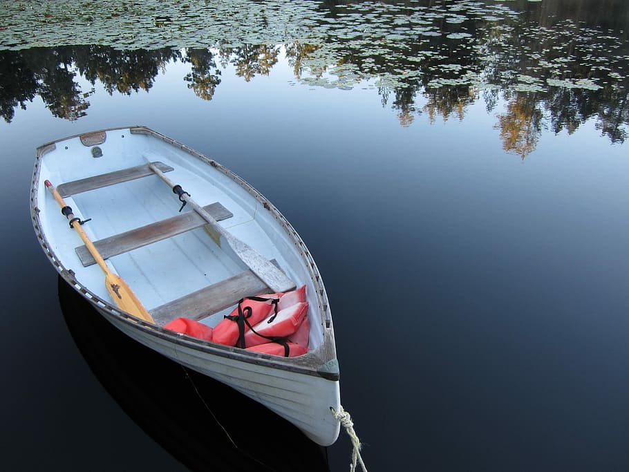 Lake, Reflection, Boat, Peace, Quiet, lily, victoria, british columbia HD wallpaper