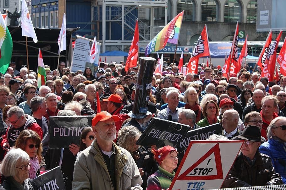may day celebrations, munich, crowd, city, protest, large group of people HD wallpaper