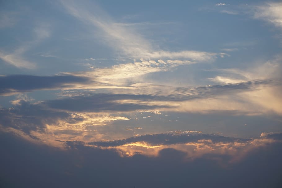 cloud, sky, pink clouds, evening, sunset, cloud - sky, beauty in nature HD wallpaper