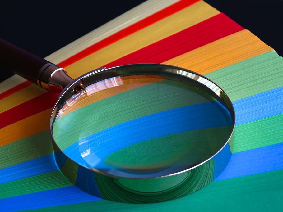 magnifying lens, magnifying glass, quality, paper, paper stack HD wallpaper