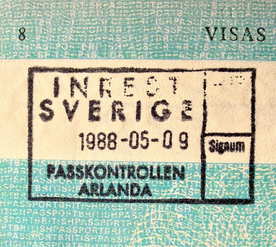 Visa close-up photo, passport, sweden, arlanda, travel, swedish