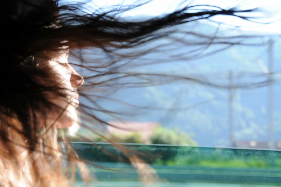 woman whipping her hair inside of car during daytime, relax HD wallpaper