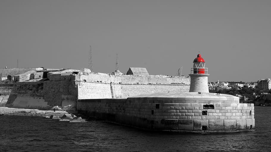 malta, pir, lighthouse, architecture, water, built structure HD wallpaper