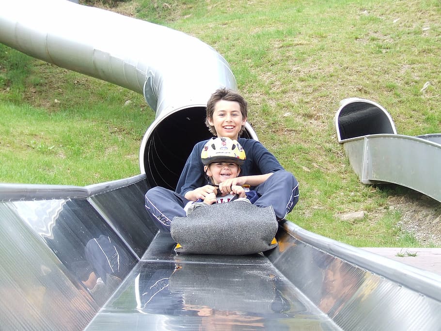 children, slide, fun, activities, outdoors, smiling, happiness HD wallpaper