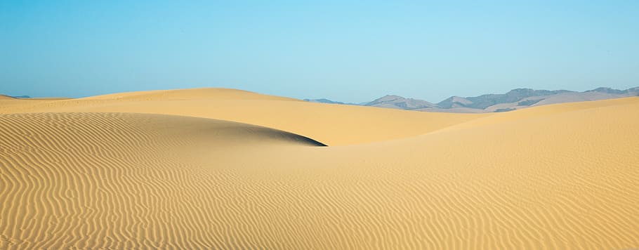 beige desert under blue sky at daytime, dune, sand, nature HD wallpaper