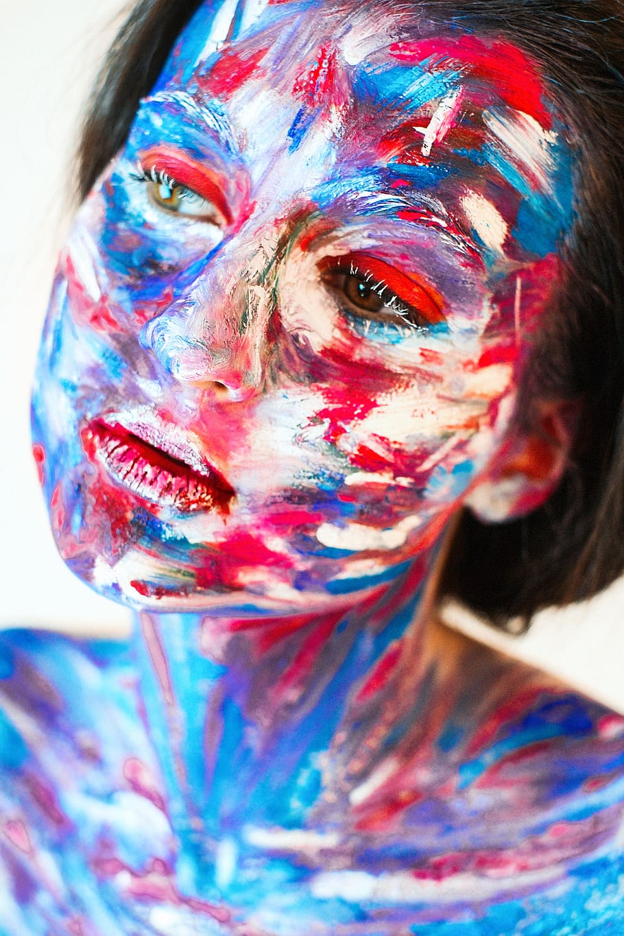 girl, person, colorfully, bright, art, model, woman, eye, paint