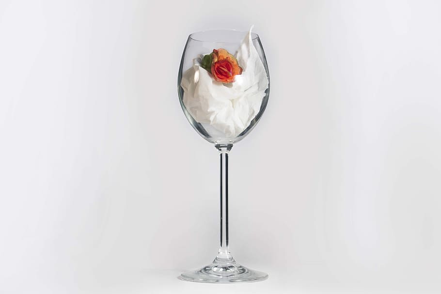 orange flower in clear wine glass, the drink, alcoholic beverage, HD wallpaper