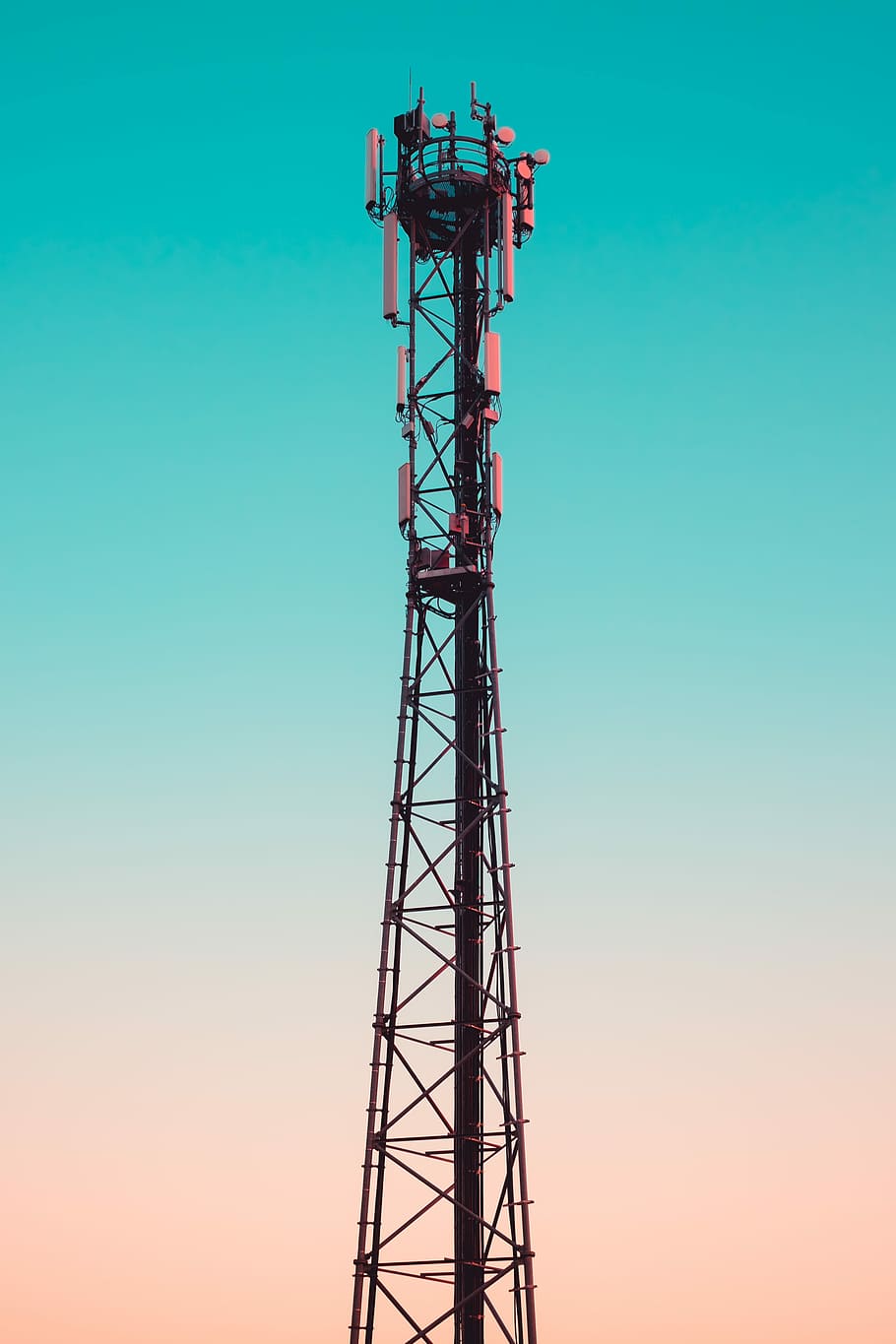 photography of utility tower, black metal tower under clear sky HD wallpaper