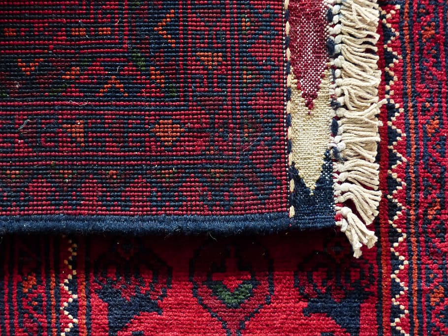 red and black textile, carpet, tying, silk, wool, carpet weaving center