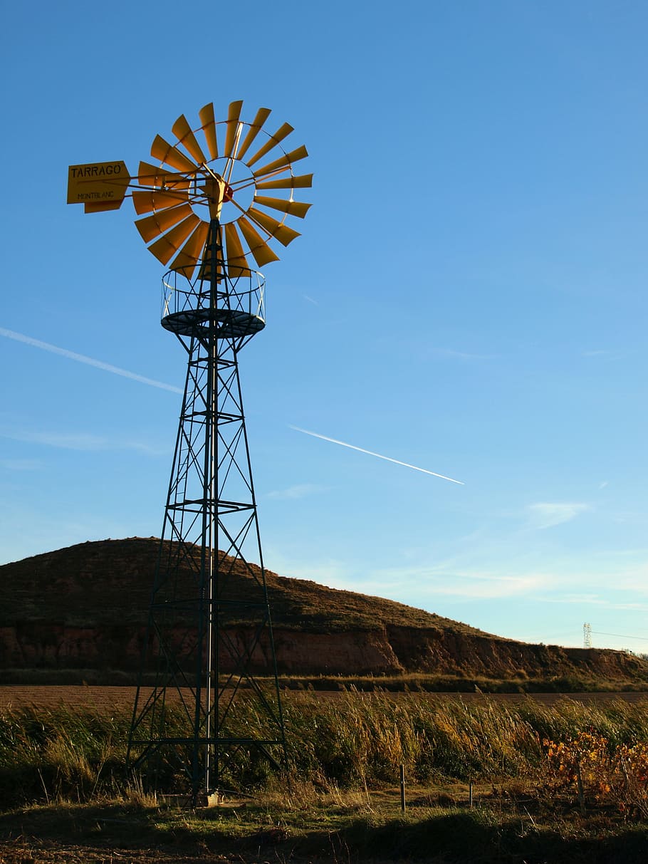 windmill, field, irrigation, well, tower, renewable energy HD wallpaper