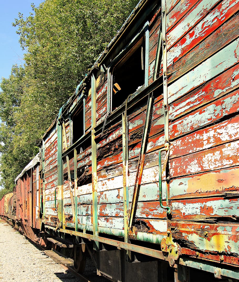 brown train beside trees, trains, train cemetery, zughalde, old, HD wallpaper