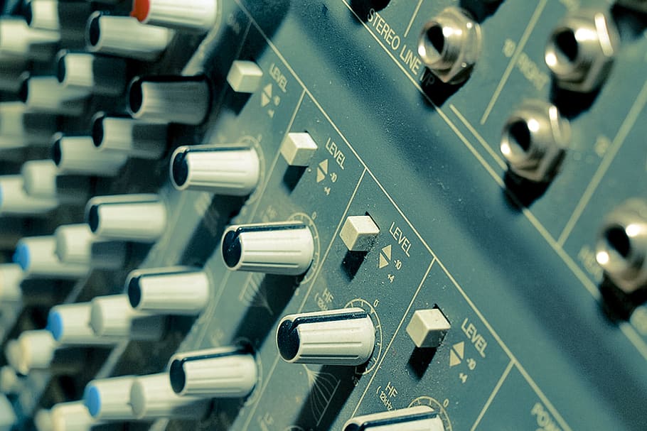 closed up photo of black mixing console, music, mixer, synthesizers, HD wallpaper