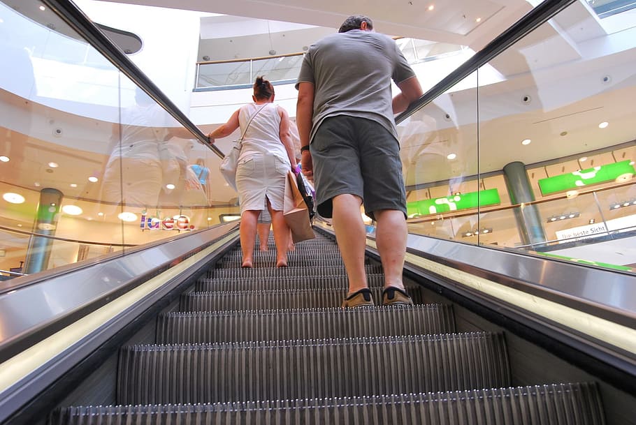 people on escalator inside establishment, Convenience, Exercise HD wallpaper