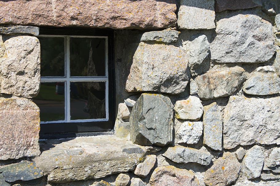 stone, wall, window, rough, rock, construction, stone wall HD wallpaper