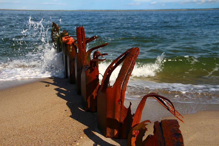 rust, pier, sylt, ocean, sea, beach, seascape, sky, water, sand HD wallpaper