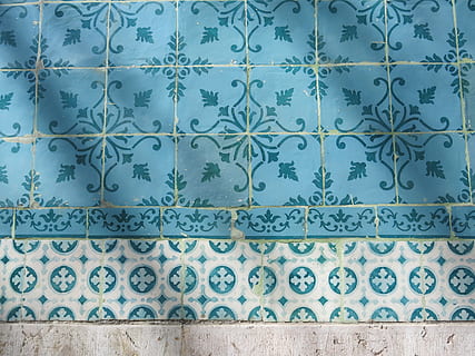untitled, tiles, turquoise, pattern, azulejos, portugal, lisbon HD wallpaper
