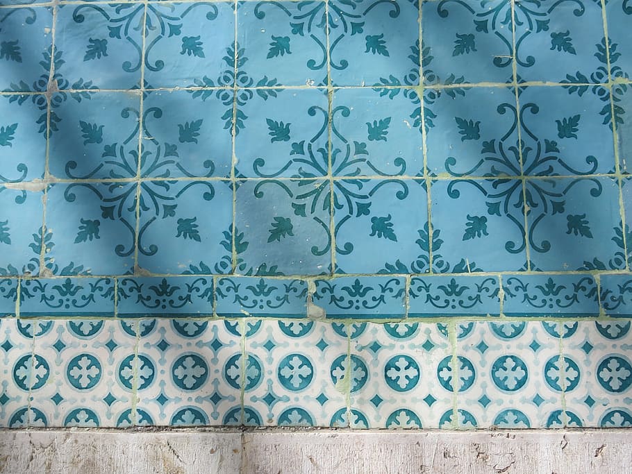 untitled, tiles, turquoise, pattern, azulejos, portugal, lisbon HD wallpaper