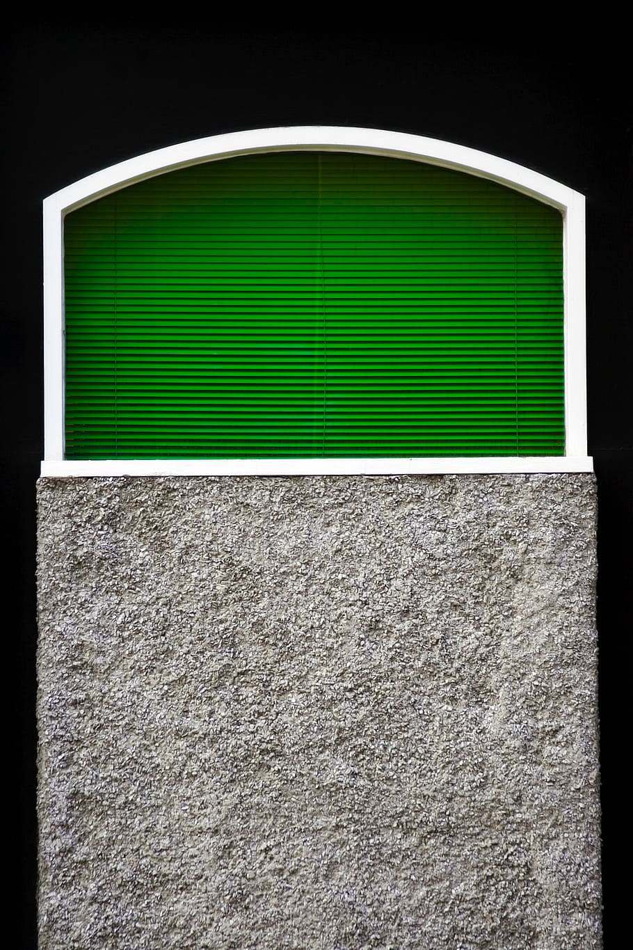 green window blinds, shutter, winter, concrete, wall, green color HD wallpaper