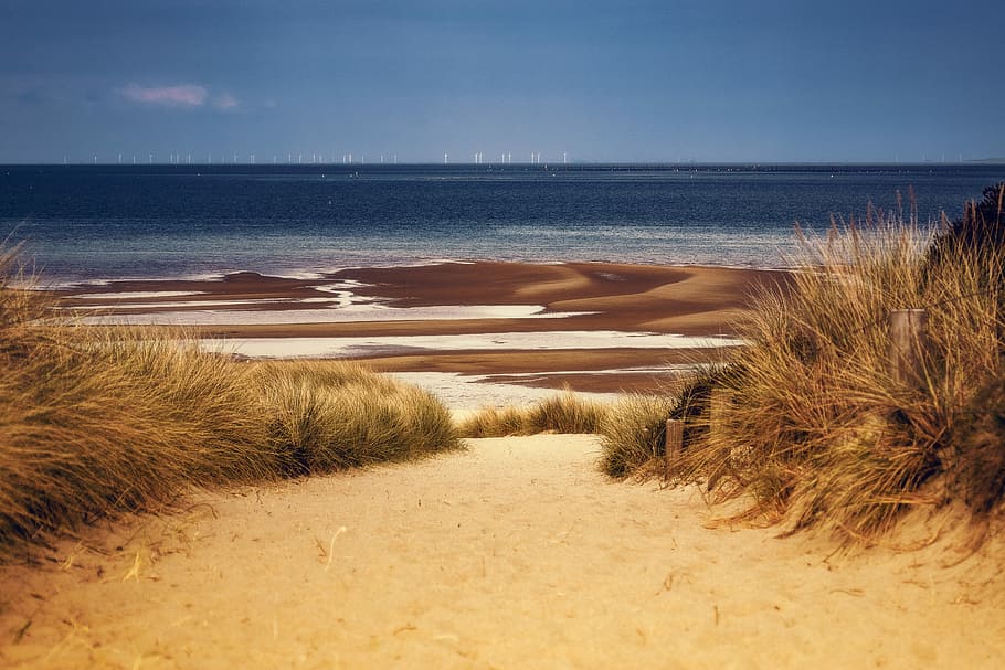 beach, sand, coast, waters, ocean, sea, sylt, hörnum, evening HD wallpaper