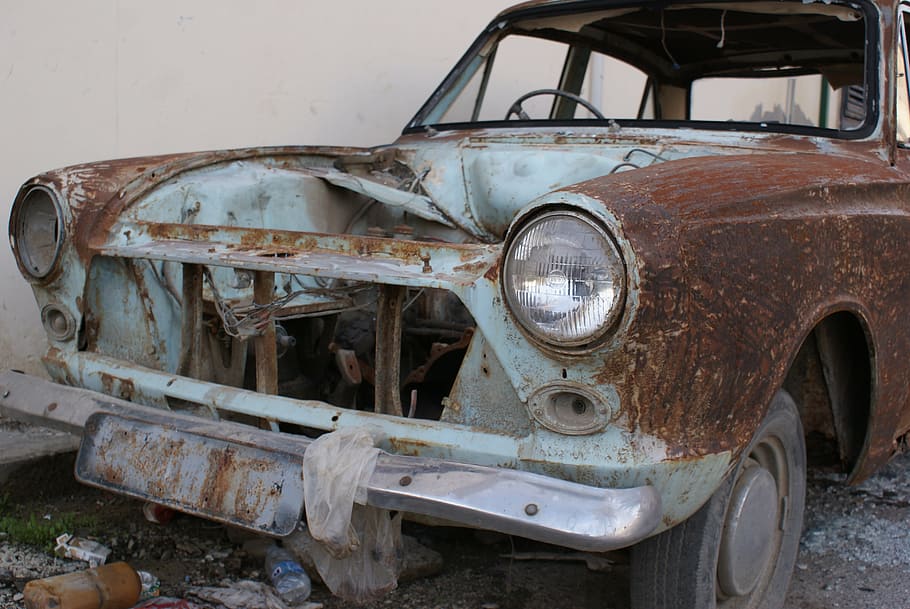 scrap, car, rust, mode of transportation, rusty, abandoned HD wallpaper