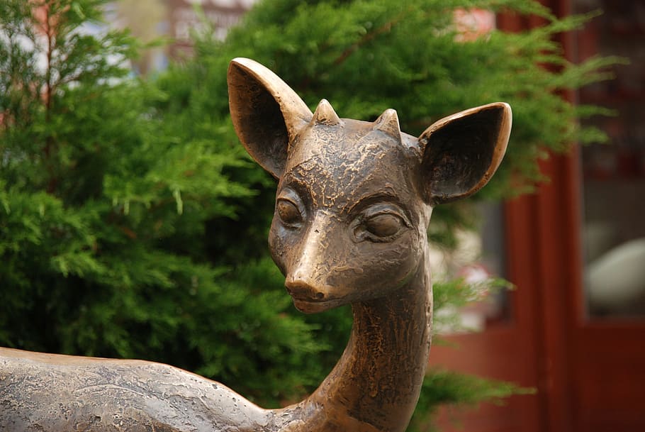 deer, image, statue, brass, art, work of art, mammal, one animal HD wallpaper