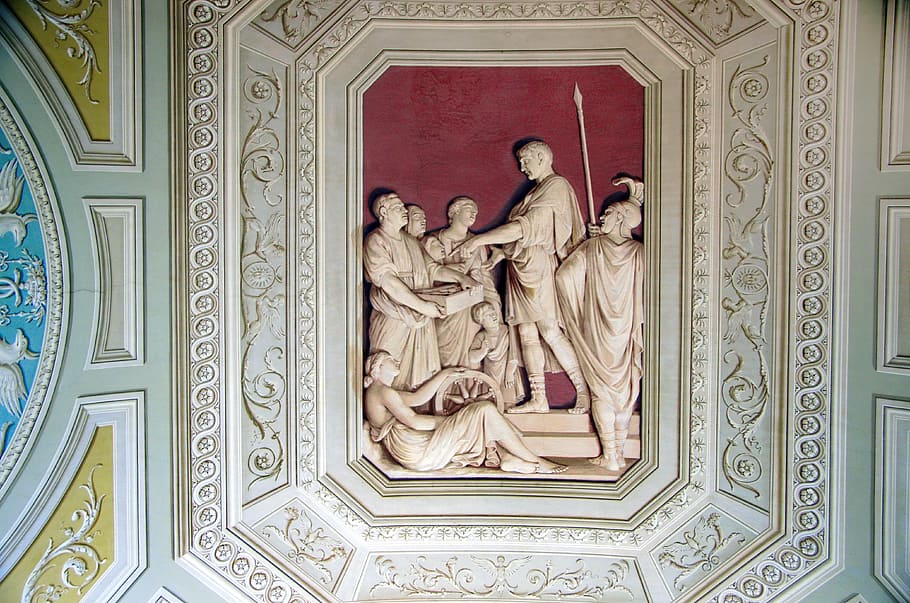 italy, rome, vatican, ceiling, gallery, cartridge, marble, stucco HD wallpaper
