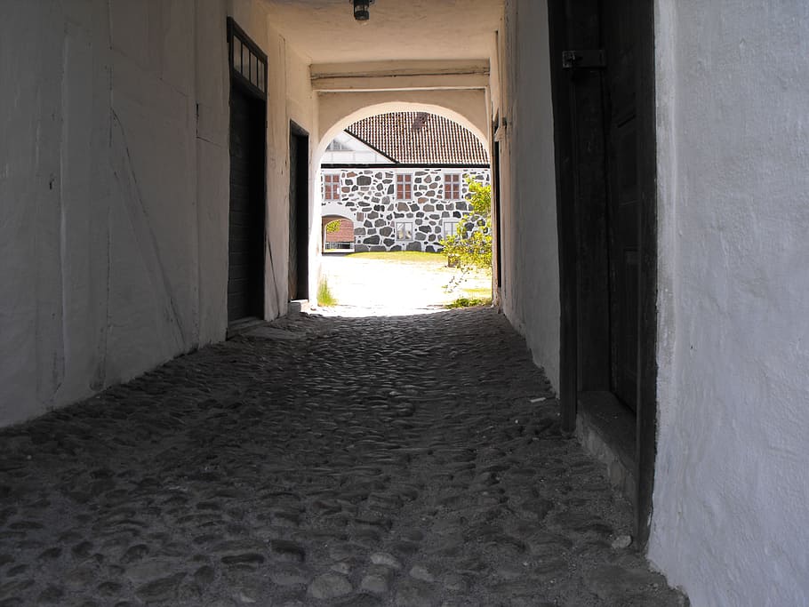 stengång, cobblestone, castle, passage, stable, architecture HD wallpaper