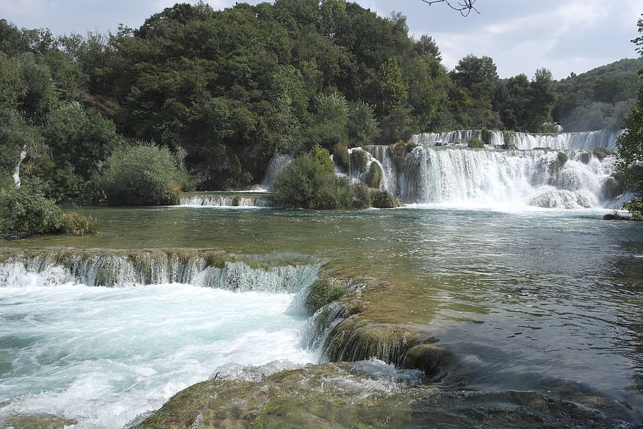 falls, landscape, water, tree, plant, scenics - nature, beauty in nature HD wallpaper