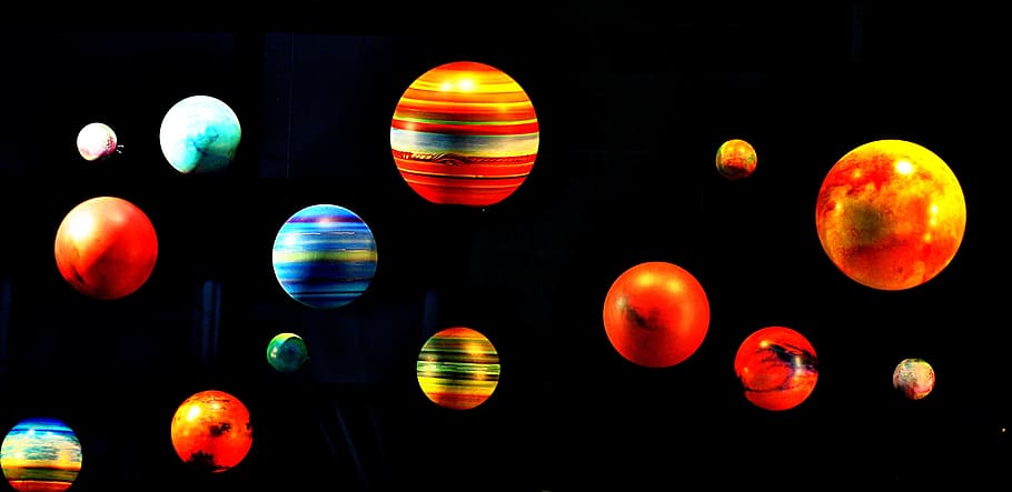 Colour, Planet, Sphere, illuminated, no people, nightlife, red HD wallpaper