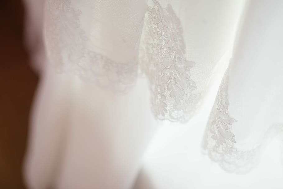 white textile, dress, wedding, pattern, light, wedding dress HD wallpaper