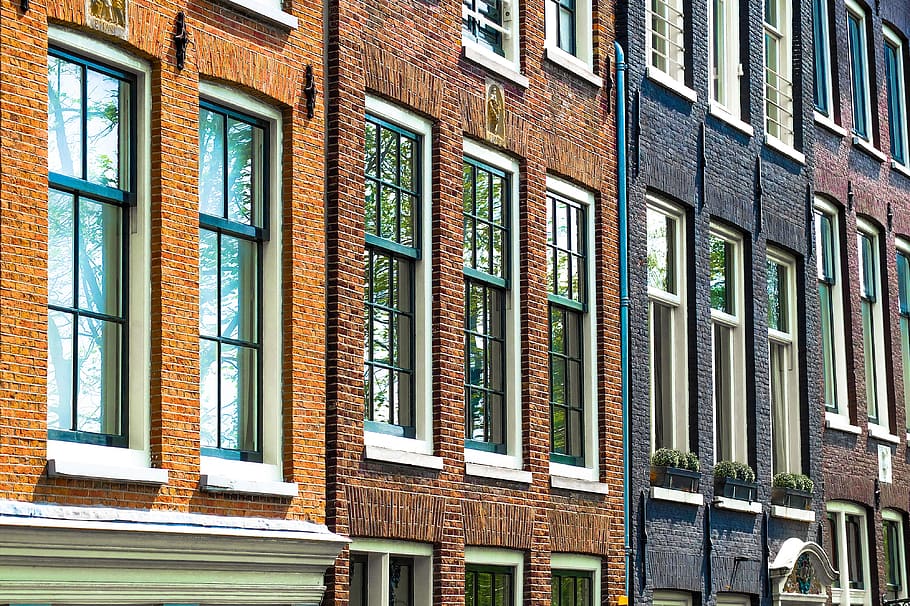home, house, facade, brick, painted brick, architecture, jordaan HD wallpaper