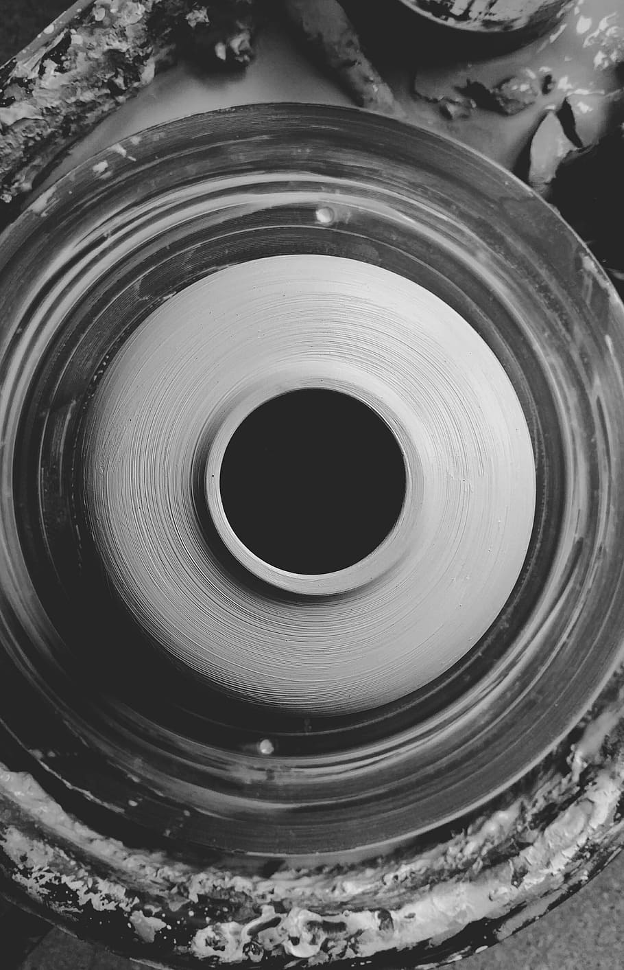 grayscale photo of clay pot molding, art, pattern, pottery HD wallpaper