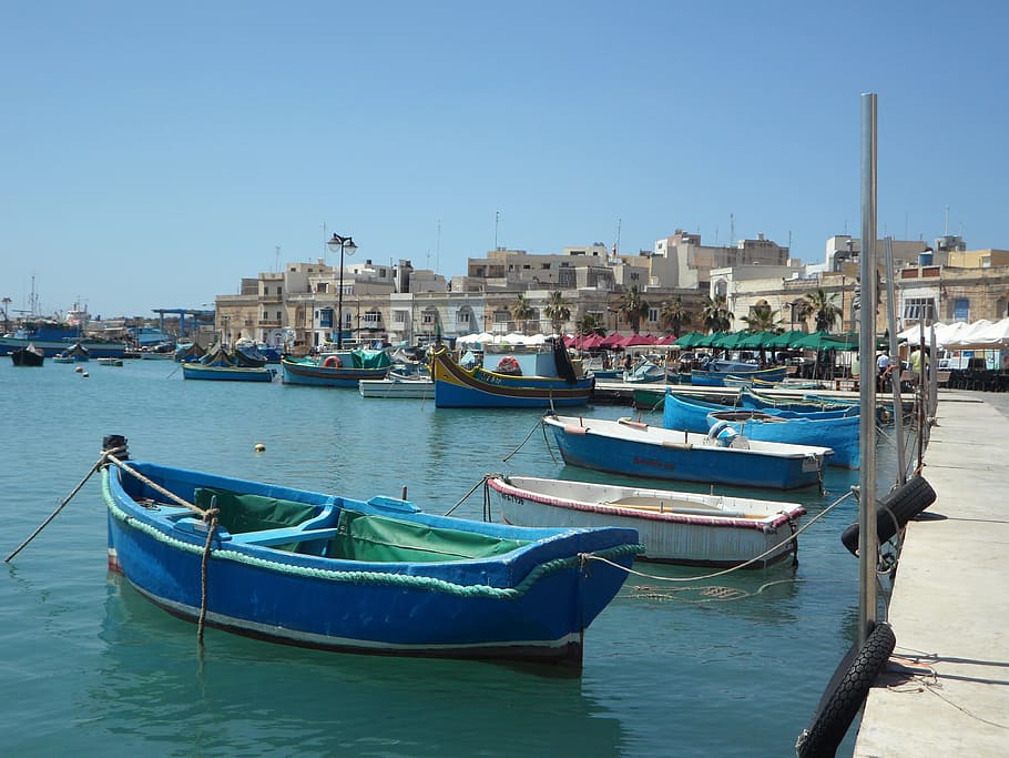 Marsaxlokk, Port, Luzzu, Malta, uzzus, colorful, picturesque