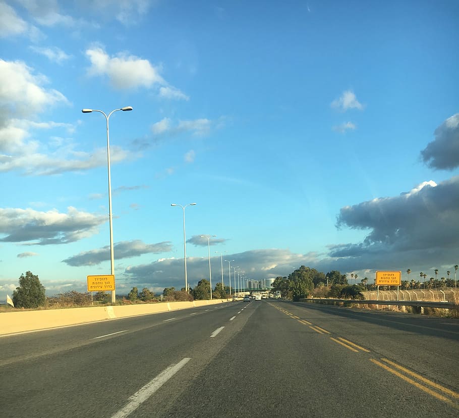 empty asphalt road, view, sky, transportation, the way forward HD wallpaper