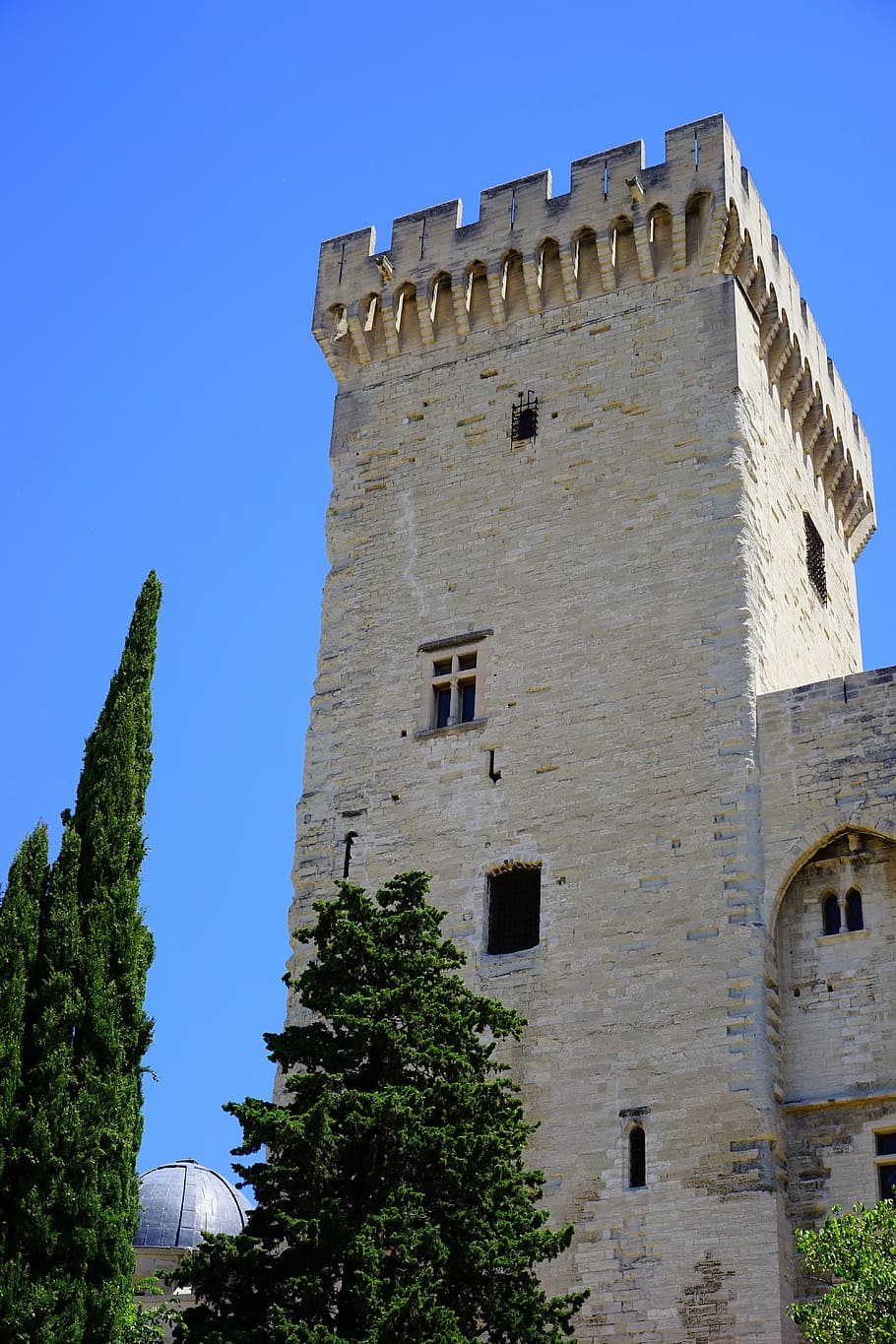 corner tower, defensive tower, palais des papes, defense, avignon, HD wallpaper