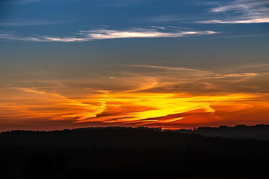 photo of golden hour, sunset, setting sun, evening sky, abendstimmung HD wallpaper